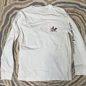 Vineyard Vines White Long Sleeve Tee with Logo